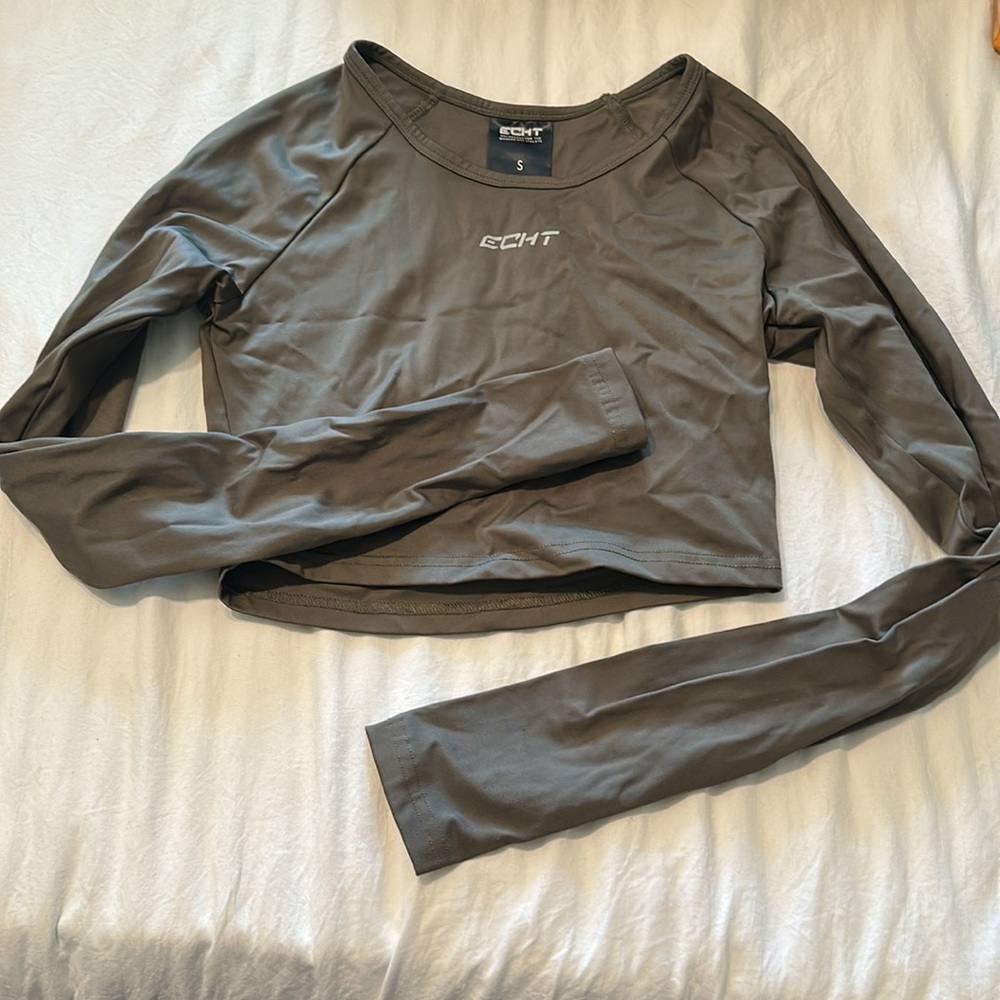 Olive gym long sleeve top